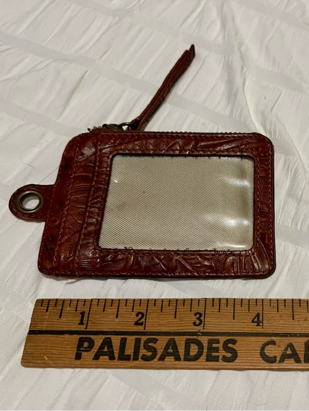 American West Brown Tooled Leather Zipper Card Holder Wallet - Picture 4 of 6